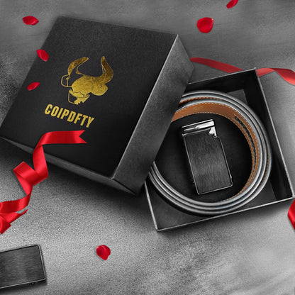 Coipdfty Mens Belts Leather Ratchet Adjustable Men's Belts for Casual Jeans Pant (Brushed black-black buckle-black belt 31"-36")