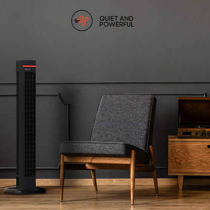 Sharper Image RISE 40 Oscillating Tower Fan with 4 Speeds, Remote Control, Black