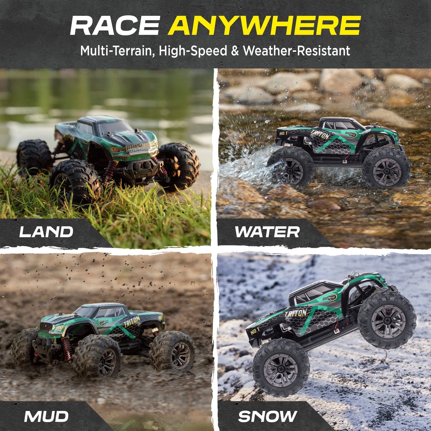 LAEGENDARY Remote Control Car, Hobby Grade RC Car 1:20 Scale Brushed Motor with Two Batteries, 4x4 Off-Road Waterproof RC Truck, Fast RC Cars for Adults, RC Cars, Remote Control Truck