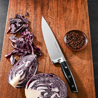 Emojoy 22-Piece Kitchen Knife Set with Block, Include 2-pair Chef Knives, Carving Fork and Sharpener (Dual-Chef Sets)