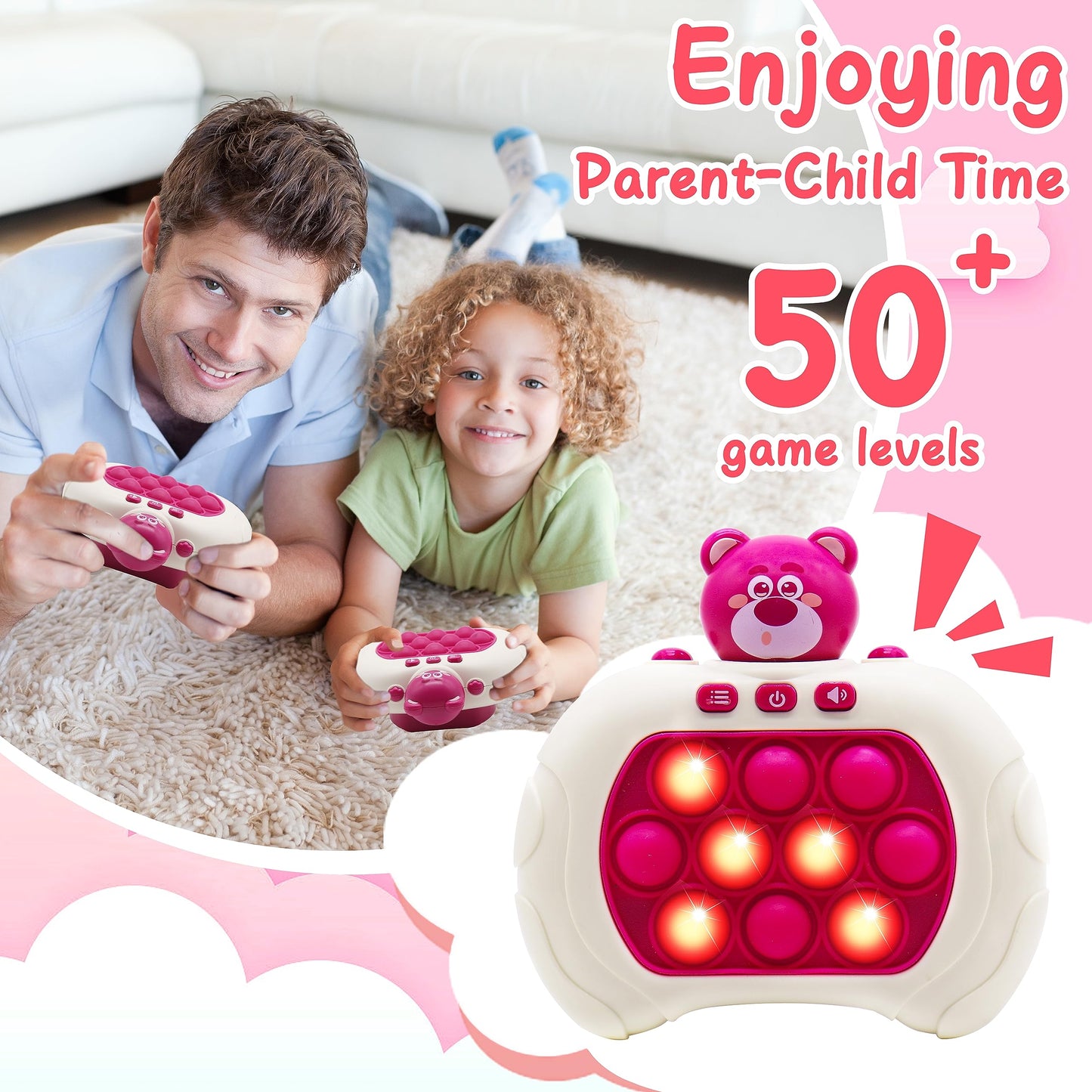 Fast-Push-Bubble-Game-Animal for Kids & Adults [Pop Fidget Quick Push Game] [Light up Puzzle Speed Push Game] [Handheld Fidget Game Toy] Gift for Girls Age 3-12