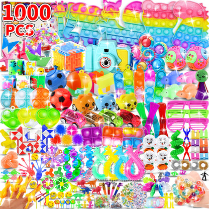 1000pcs Party Favors for Kids, Fidget Toys Pack, Stocking Stuffers, Birthday Gift Toys, Prize Box, Treasure Box, Goodie Bag Stuffers,Carnival Prizes