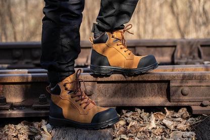 MWORK 6" Safety Work Boots For Men Waterproof Composite Toe Puncture Proof EH Non Slip No Metal Comfortable& Durable MW0001 Wheat Size 9