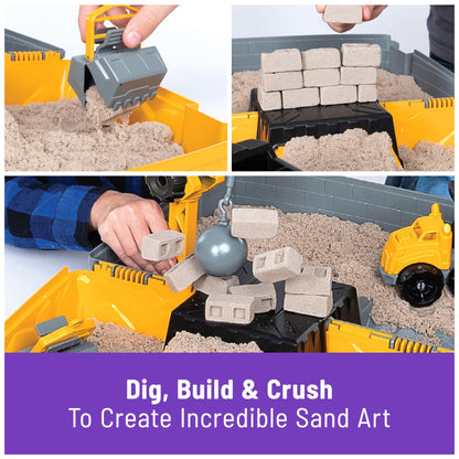 Kinetic Sand, Construction Site Folding Sandbox with Toy Truck and 2lbs of Play Sand, Sensory Toys, for Kids Ages 3 and up