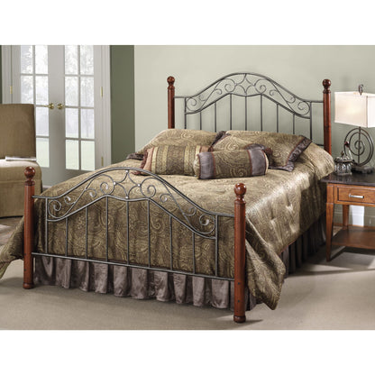 Hillsdale Martino Metal Wood Posts, Queen Bed, Smoke Silver