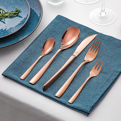vancasso Silverware Set for 6, 30 Piece Stainless Steel Cutlery Set Rose Gold, Flatware Set Includes Forks Spoons Knives, Mirror Polished, for Fancy Kitchen Home Restaurant Party, with Gift Box