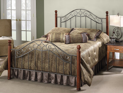 Hillsdale Martino Metal Wood Posts, Queen Bed, Smoke Silver